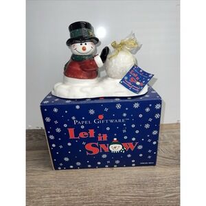NEW Papel Giftware "Let It Snow" Snowman Candle figure NIP Christmas Whimsical